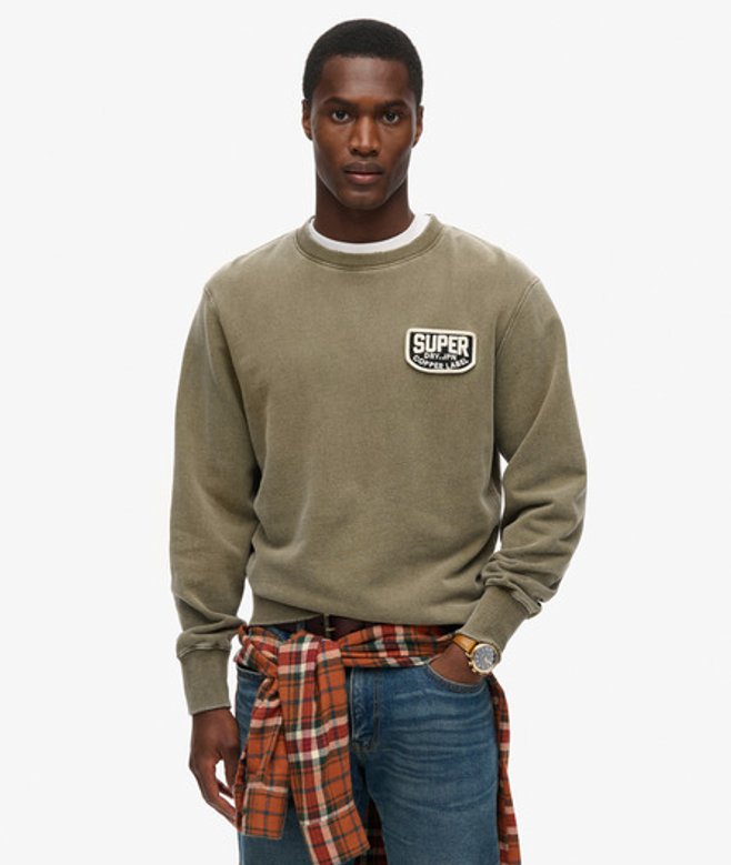 Superdry Herren Locker Geschnittenes Mechanic Sweatshirt mit Rundhalsausschnitt Grün - Größe: L Superdry Herren Locker Geschnittenes Mechanic Sweatshirt mit Rundhalsausschnitt Grün - Größe: L von Superdry