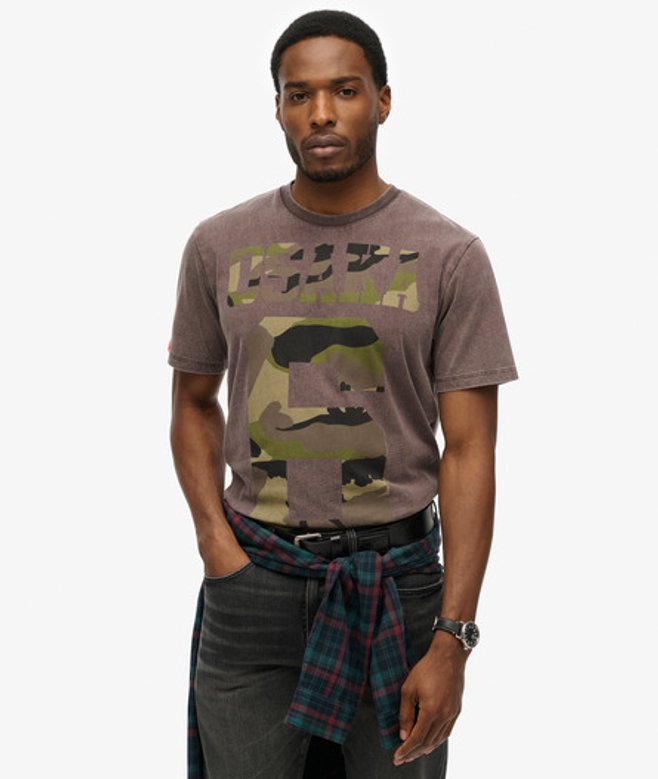 Superdry Herren Locker Geschnittenes Osaka T-shirt Brown - Größe: Xxl von Superdry