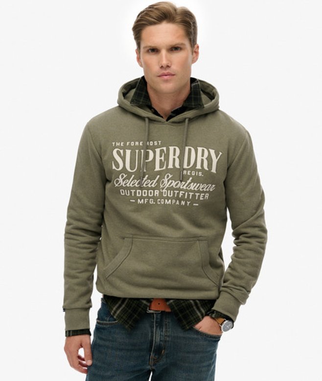 Superdry Herren Locker Geschnittenes Outdoor Supply Co Hoodie Green - Größe: XL von Superdry