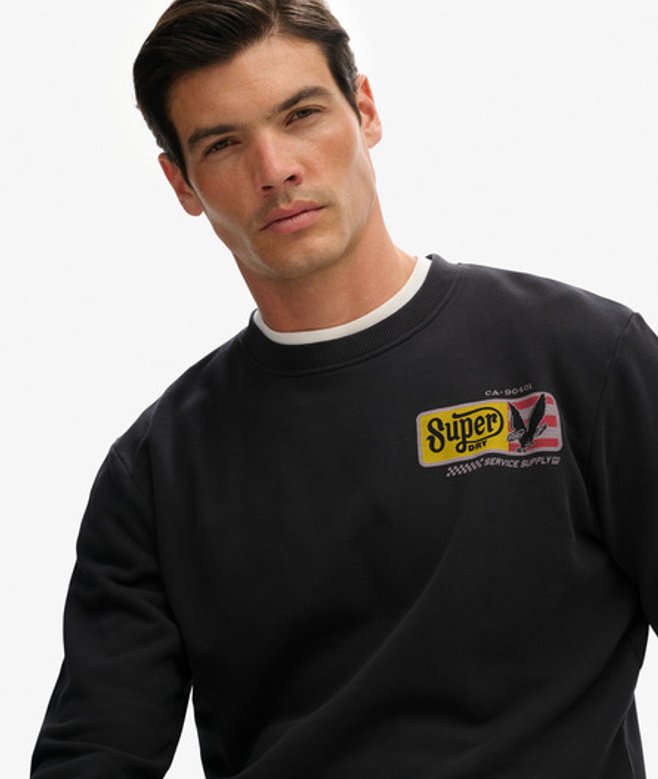 Superdry Herren Locker Geschnittenes Service Supply Sweatshirt Dark Grey - Größe: Xxl von Superdry