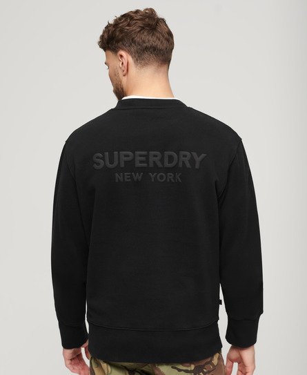 Superdry Herren Locker Geschnittenes Sport Sweatshirt mit Rundhalsausschnitt Schwarz - Größe: L von Superdry