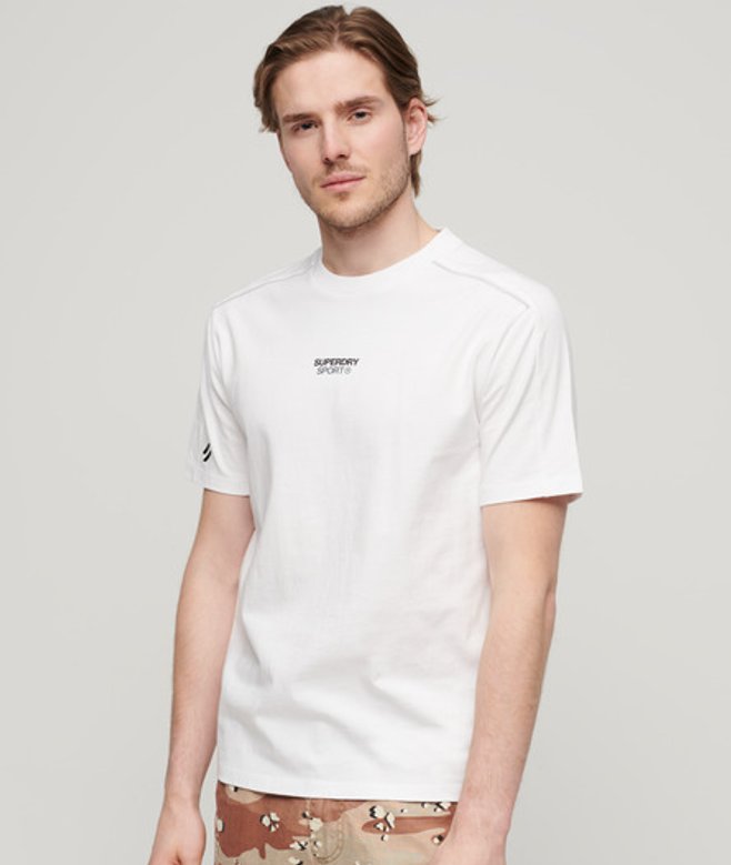 Superdry Herren Locker Geschnittenes Sport Tech T-shirt mit Logo Weiß - Größe: L von Superdry