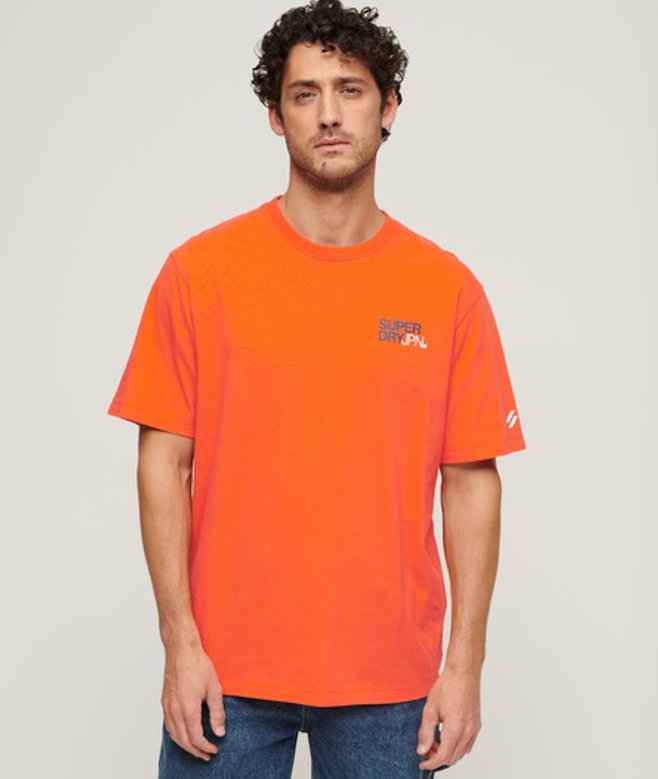 Superdry Herren Locker Geschnittenes Sportswear T-shirt mit Logo Orange - Größe: L von Superdry