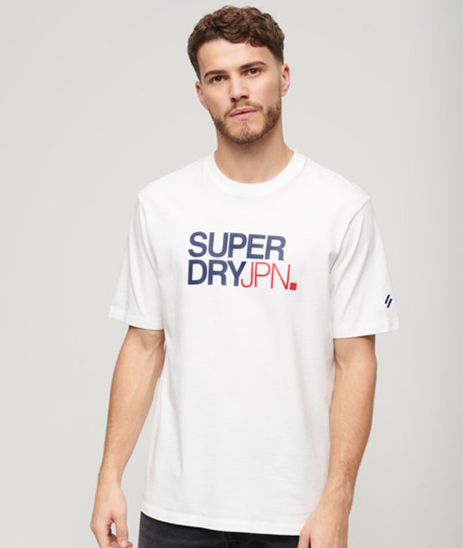 Superdry Herren Locker Geschnittenes Sportswear T-shirt mit Logo Weiß - Größe: L von Superdry
