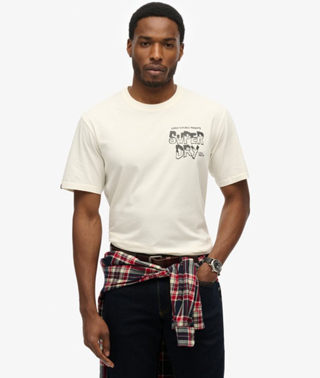 Superdry Herren Locker Geschnittenes T-shirt mit B-movie-grafik Weiß - Größe: L von Superdry