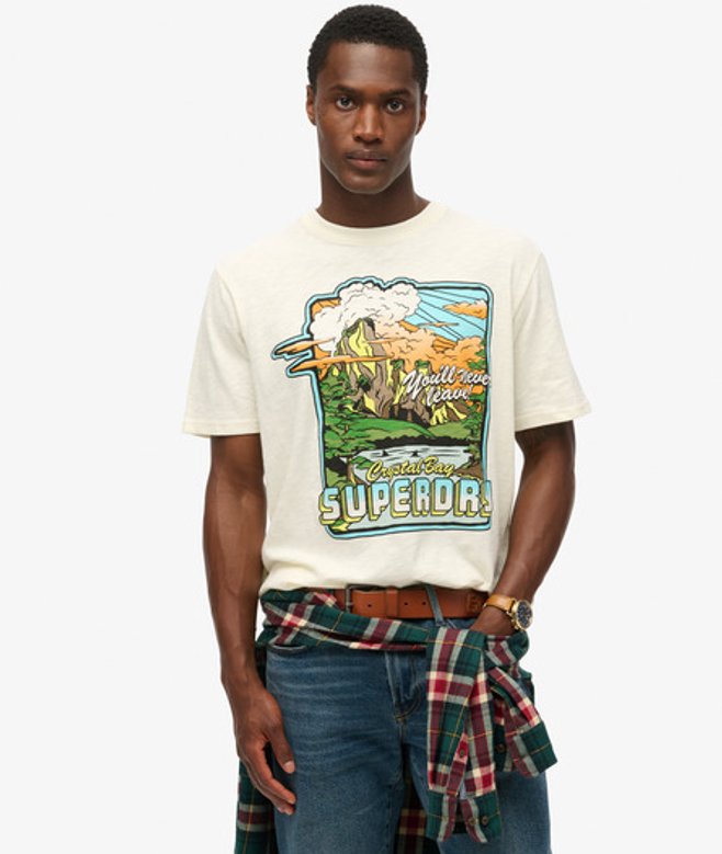 Superdry Herren Locker Geschnittenes T-shirt mit Neon-reisegrafik Weiß - Größe: Xxl von Superdry