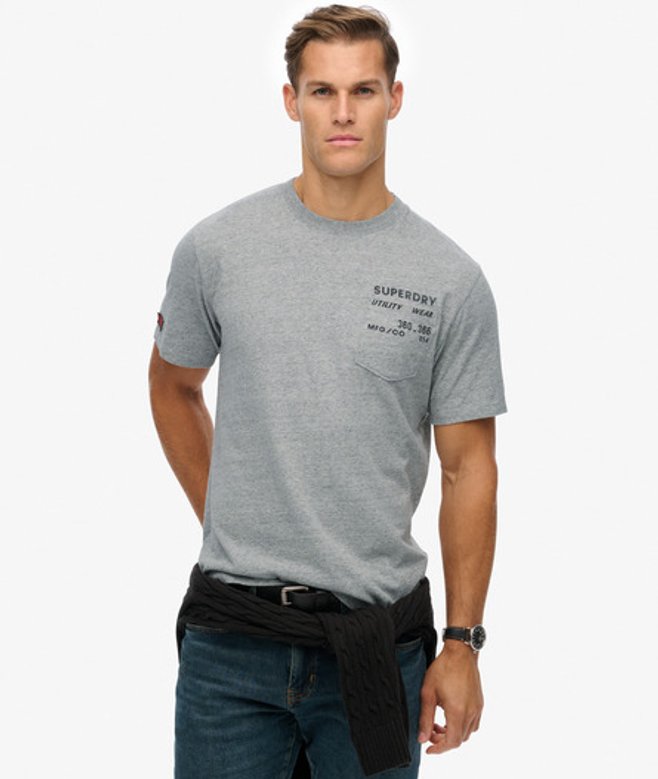 Superdry Herren Locker Geschnittenes Utility-t-shirt Grey - Größe: XL von Superdry