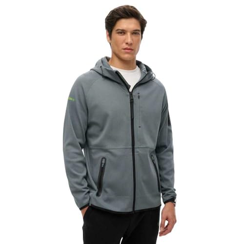 Superdry Herren Locker geschnittene Tech Kapuzenjacke mit Logo Sturmwetter Blau XXXL von Superdry