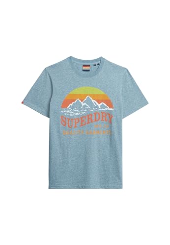 Superdry Herren Locker geschnittenes, klassisches Great Outdoors T-Shirt Wüstenhimmelblau Gesprenkelt M von Superdry