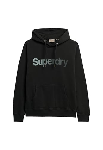 Superdry Herren Locker geschnittenes Core Logo Fade Hoodie Schwarz L von Superdry