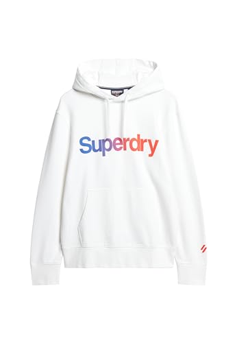 Superdry Herren Locker geschnittenes Hoodie mit Core-Logo Brillant Weiß XL von Superdry