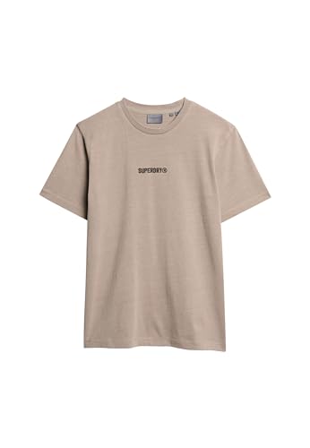 Superdry Herren Locker geschnittenes T-Shirt mit Mikro-Logo Dunkelbeige Strukturiert M von Superdry
