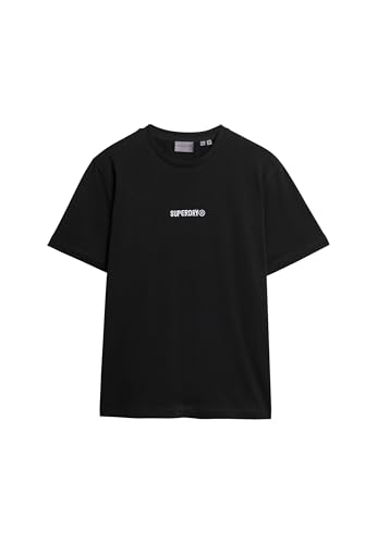 Superdry Herren Locker geschnittenes T-Shirt mit Mikro-Logo Schwarz XL von Superdry