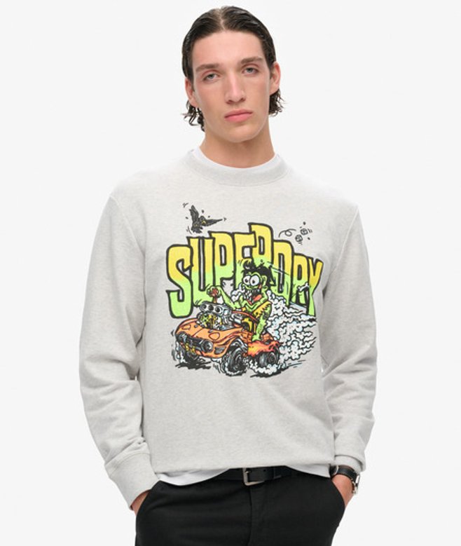 Superdry Herren Lockeres Dragnut-sweatshirt mit Grafik Hellgrau - Größe: M von Superdry