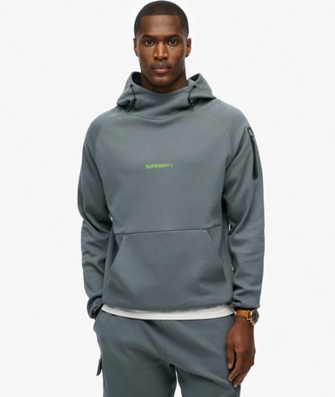 Superdry Herren Lockeres Tech Hoodie mit Logo Blau - Größe: L von Superdry