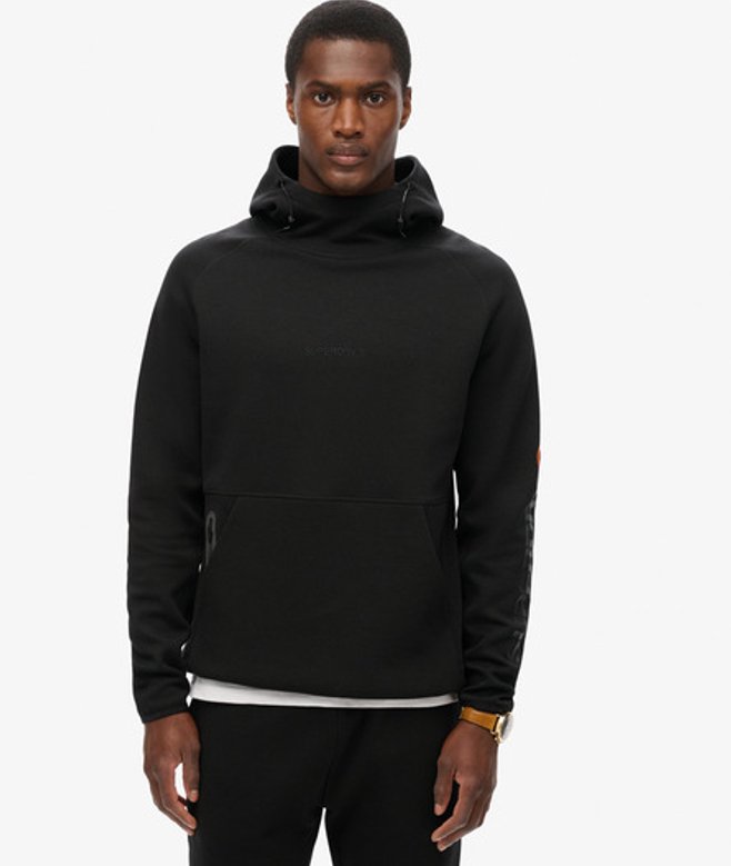 Superdry Herren Lockeres Tech Hoodie mit Logo Schwarz - Größe: L von Superdry