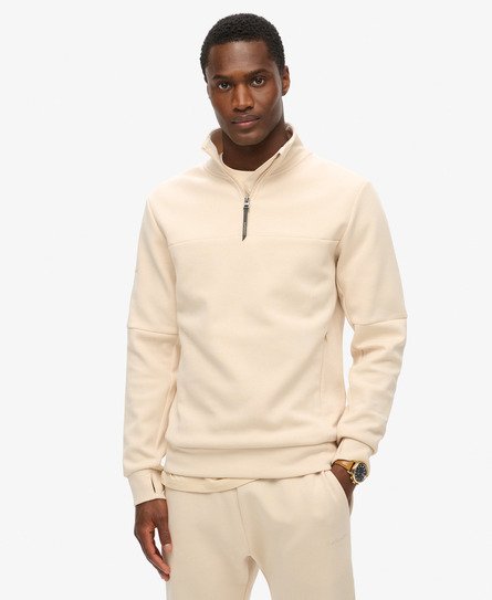 Superdry Men's Lockeres Tech Sweatshirt mit Halblangem Reißverschluss Creme - Größe: M von Superdry
