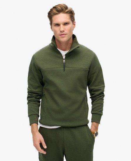 Superdry Herren Lockeres Tech Sweatshirt mit Halblangem Reißverschluss Grün - Größe: Xxl von Superdry