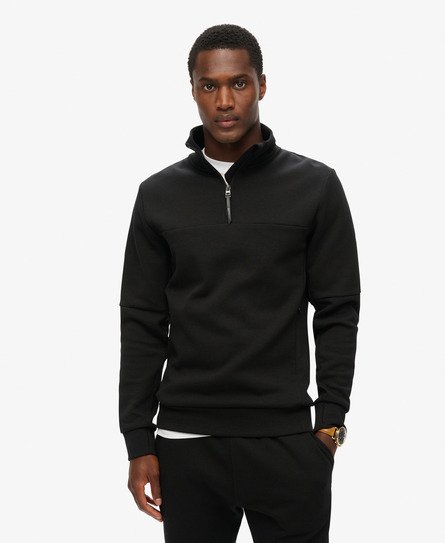 Superdry Herren Lockeres Tech Sweatshirt mit Halblangem Reißverschluss Schwarz - Größe: L von Superdry