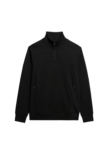 Superdry Herren Lockeres Tech Sweatshirt mit halblangem Reißverschluss Schwarz XXL von Superdry