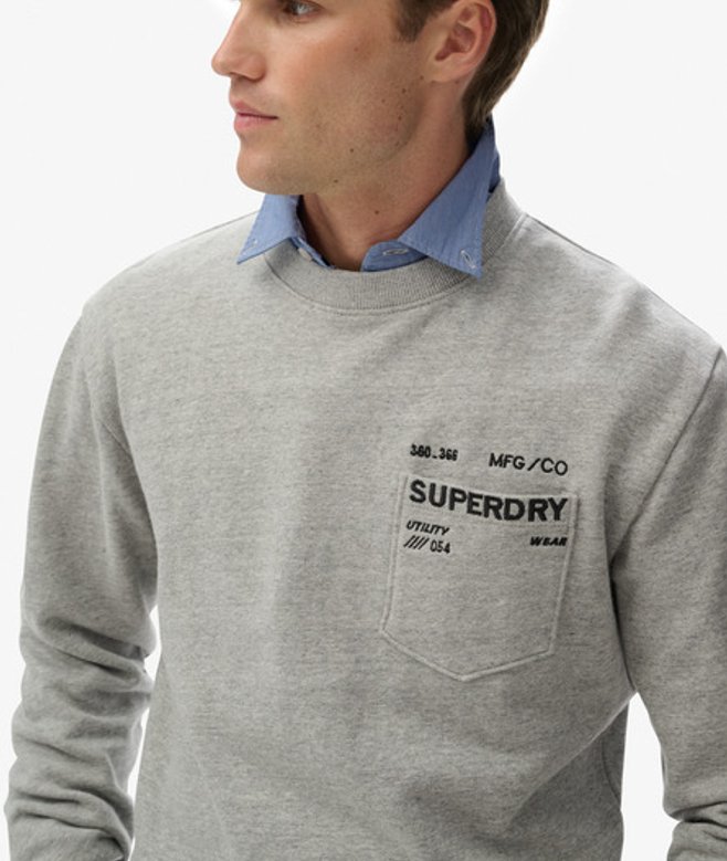 Superdry Herren Lockeres Utility-sweatshirt Grey - Größe: S von Superdry