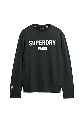 Superdry Herren Luxury Sport Loose Fit Crew Sweatshirt, Grün (Academy Dark Green), Large von Superdry