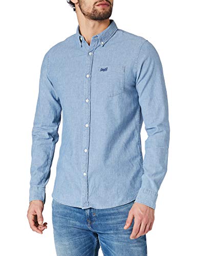 Superdry Herren M4010064A Button Down Shirt, Indigo Chambray Oxford, M von Superdry