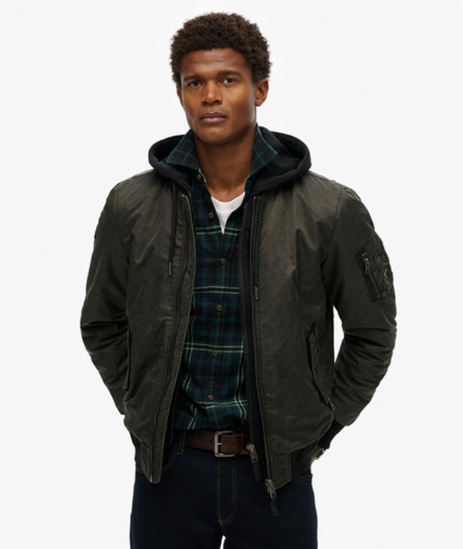 Superdry Men's MA1 Bomberjacke im Militär-stil Grün - Größe: L von Superdry