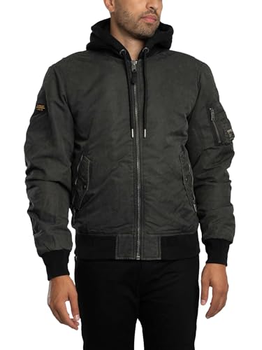 Superdry Herren MA1 Bomberjacke im Militär-Stil Verwaschenes Dunkelgrün L von Superdry