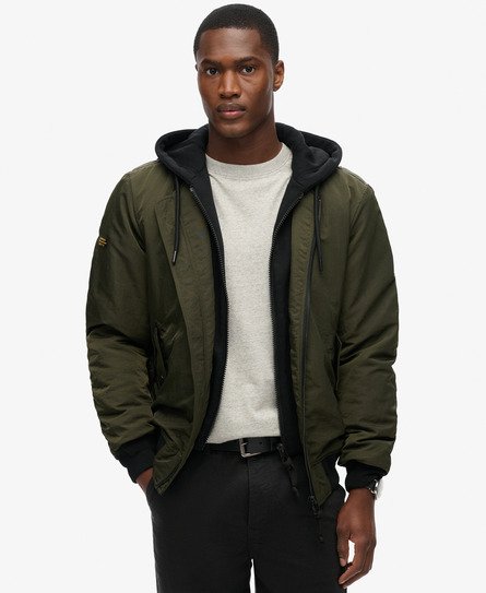 Superdry Men's MA1 Jacke mit Kapuze im Military-Stil Grün - Größe: L von Superdry