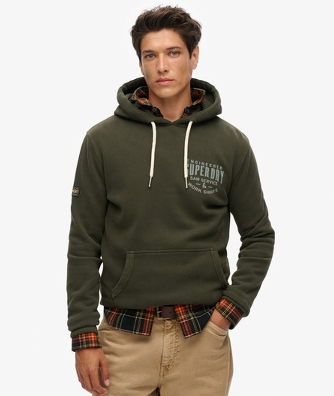 Superdry Herren Grün Machined Goods Workwear Hoodie, Größe: XL Superdry Herren Grün Machined Goods Workwear Hoodie, Größe: XL von Superdry