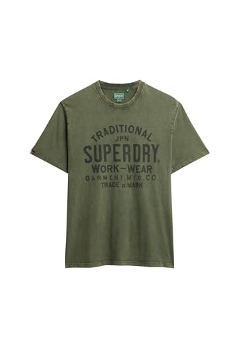 Superdry Herren Machined Goods Workwear T-Shirt Gischt Grün L von Superdry