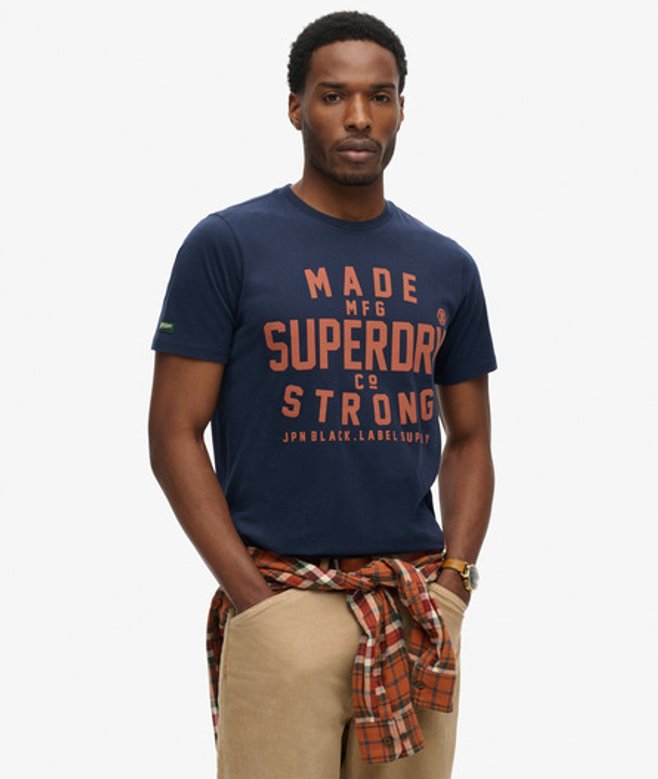 Superdry Herren Machined Goods Workwear T-shirt Marineblau - Größe: L von Superdry