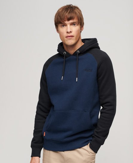 Superdry Herren Marineblau und Schwarz Essential Baseball Hoodie Farbblock, Größe: S von Superdry