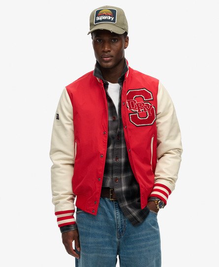 Superdry Herren Mascot Varsity Bomberjacke Rot - Größe: S von Superdry