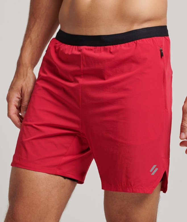 Superdry Herren Mehrlagige Run Premium Shorts Rot - Größe: L von Superdry