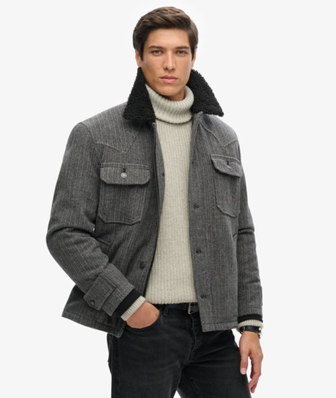 Superdry Herren The Merchant Store-arbeitsjacke aus Wolle Dunkelgrau - Größe: M von Superdry