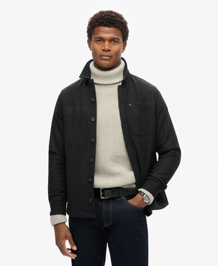 Superdry Herren The Merchant Store - Hemdjacke aus Wolle Schwarz - Größe: Xxl von Superdry