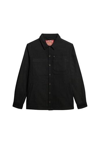 Superdry Herren The Merchant Store – Hemdjacke aus Wolle Schwarz Strukturiert S von Superdry