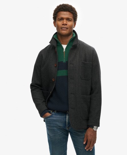 Superdry Herren Merchant Strukturierte Hemdjacke Dunkelgrau - Größe: Xxl von Superdry