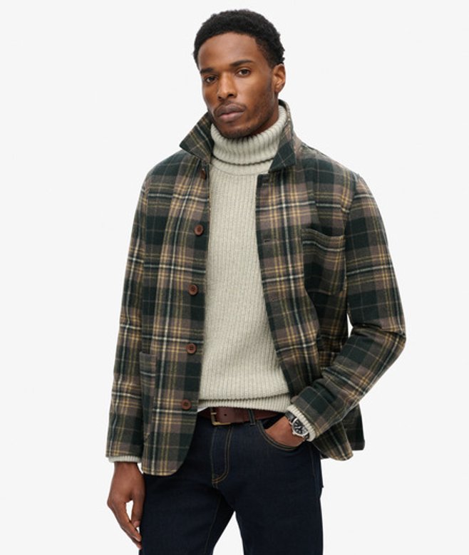 Superdry Herren Merchant Strukturierte Hemdjacke Schwarz - Größe: L von Superdry