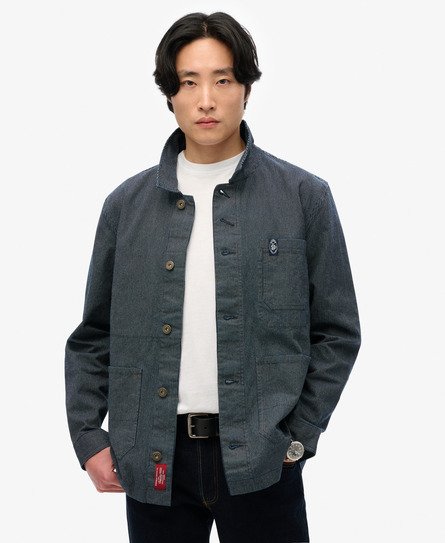 Superdry Herren Merchant Worker Jacke mit Streifen Blau - Größe: L von Superdry