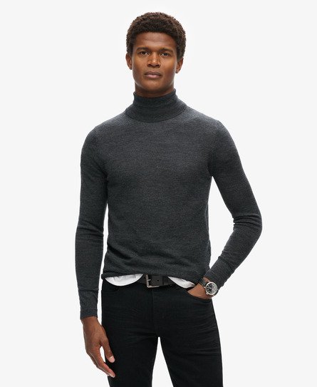 Superdry Herren Merino Rollkragenpullover Dunkelgrau - Größe: Xxxl von Superdry