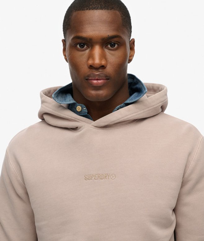 Superdry Herren Micro Logo Hoodie Beige - Größe: M von Superdry