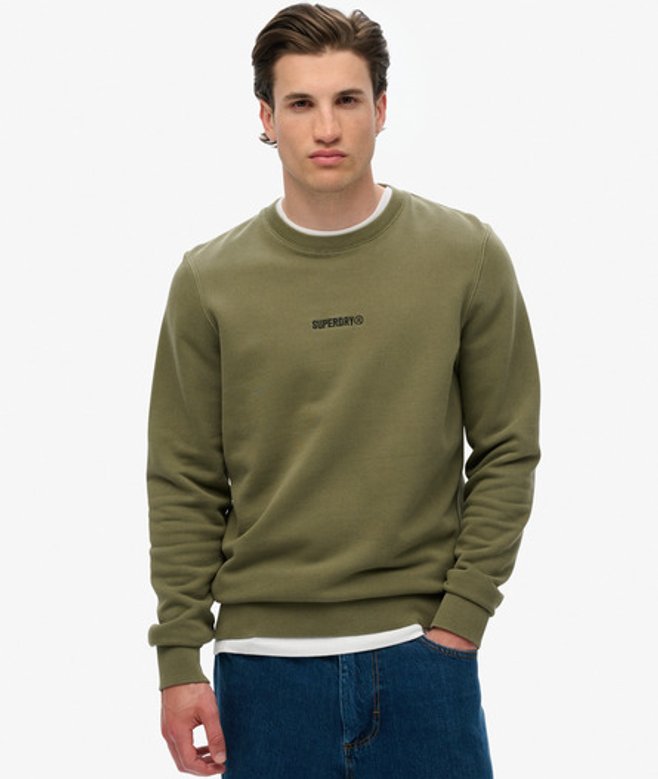 Superdry Herren Micro Rundhals-sweatshirt mit Logo Green - Größe: L von Superdry