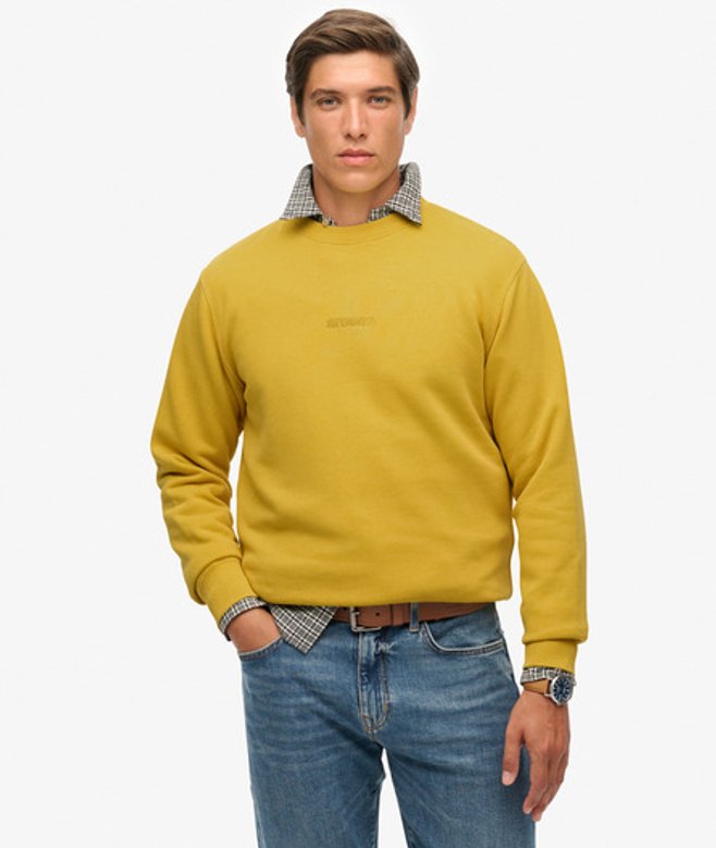 Superdry Herren Micro Rundhals-sweatshirt mit Logo Yellow - Größe: L von Superdry