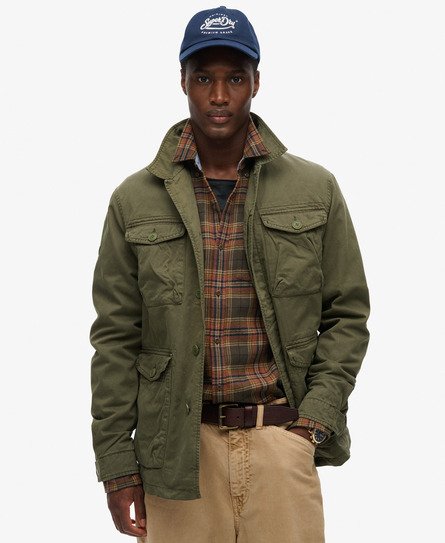 Superdry Men's Military M65 Leichte Jacke mit Stickerei Grün - Größe: M von Superdry