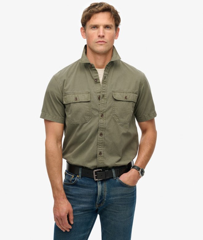 Superdry Herren Military-kurzarmhemd Green - Größe: L von Superdry