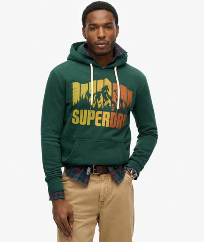 Superdry Men's Mountain Regenbogen Hoodie Grün - Größe: L von Superdry