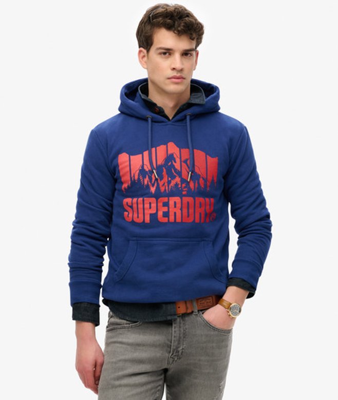 Superdry Men's Mountain Regenbogen Hoodie Marineblau - Größe: L von Superdry